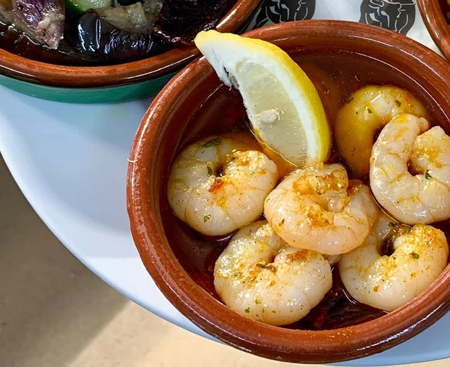 Prawn tapas served at Los Reyes